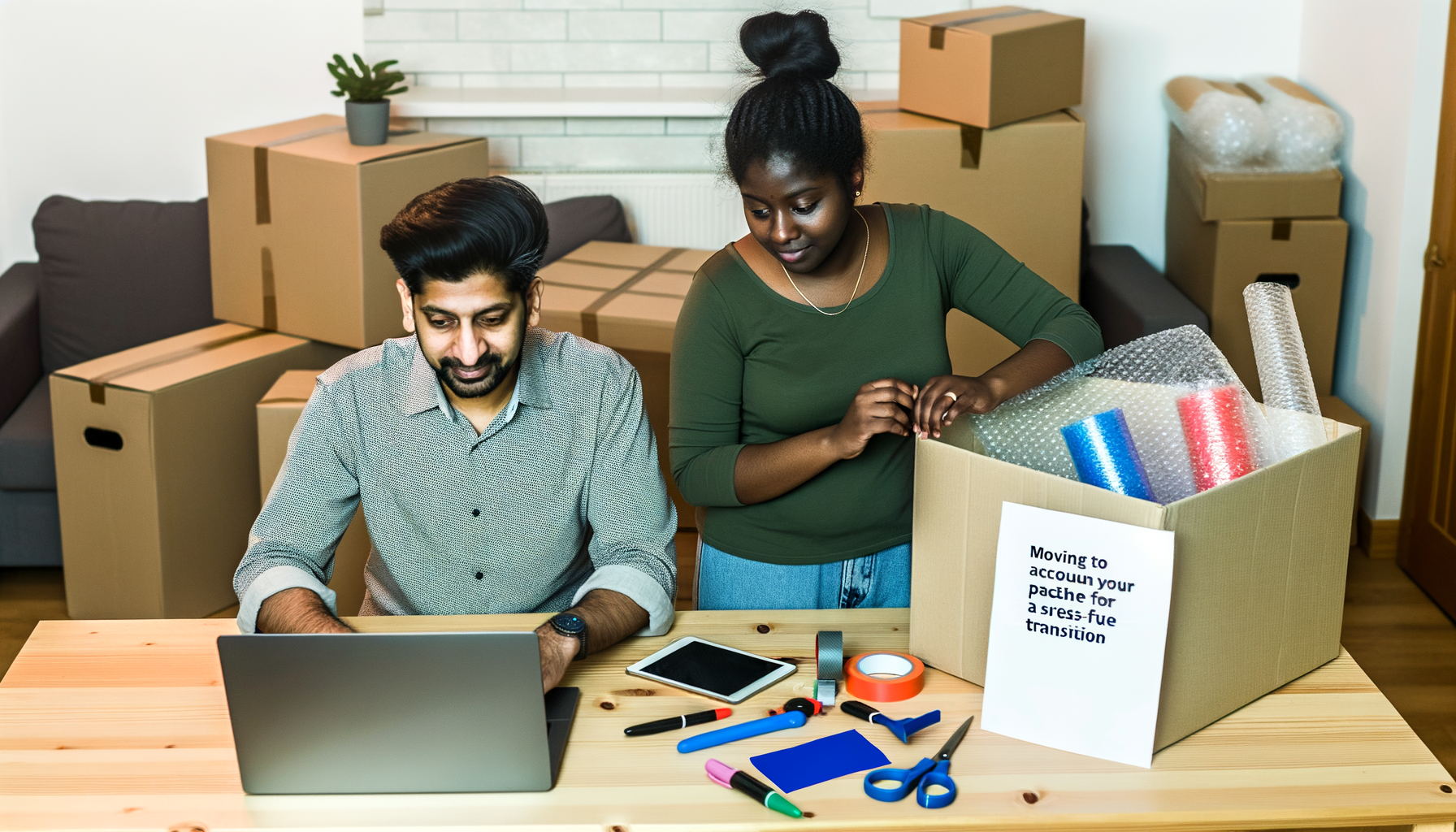 "Couple emballant des cartons pour déménager afin de suivre le travail du conjoint"